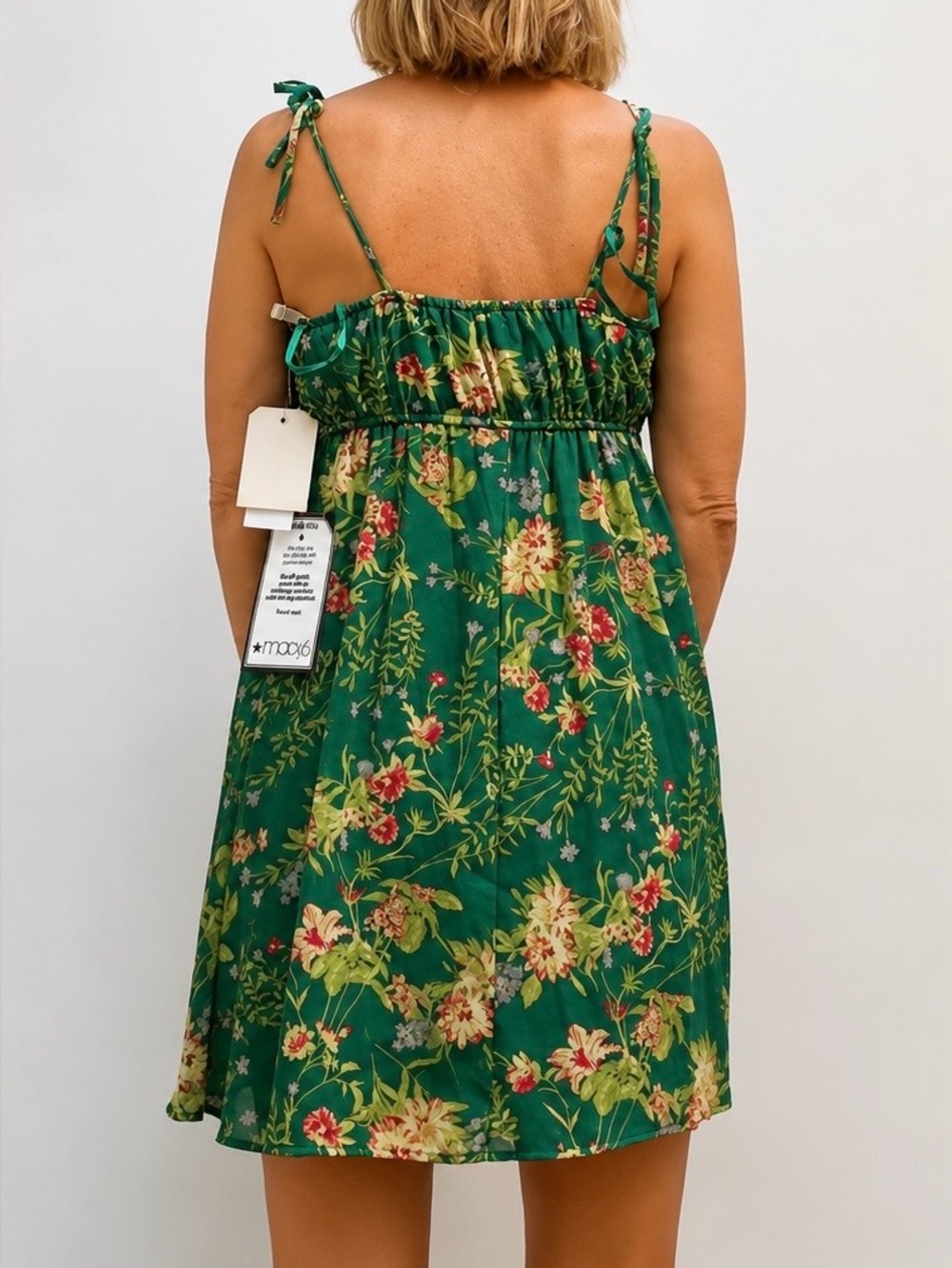 City Studios Green Floral Tie-Shoulder Sundress NWT medium fits a small - Picture 3 of 4
